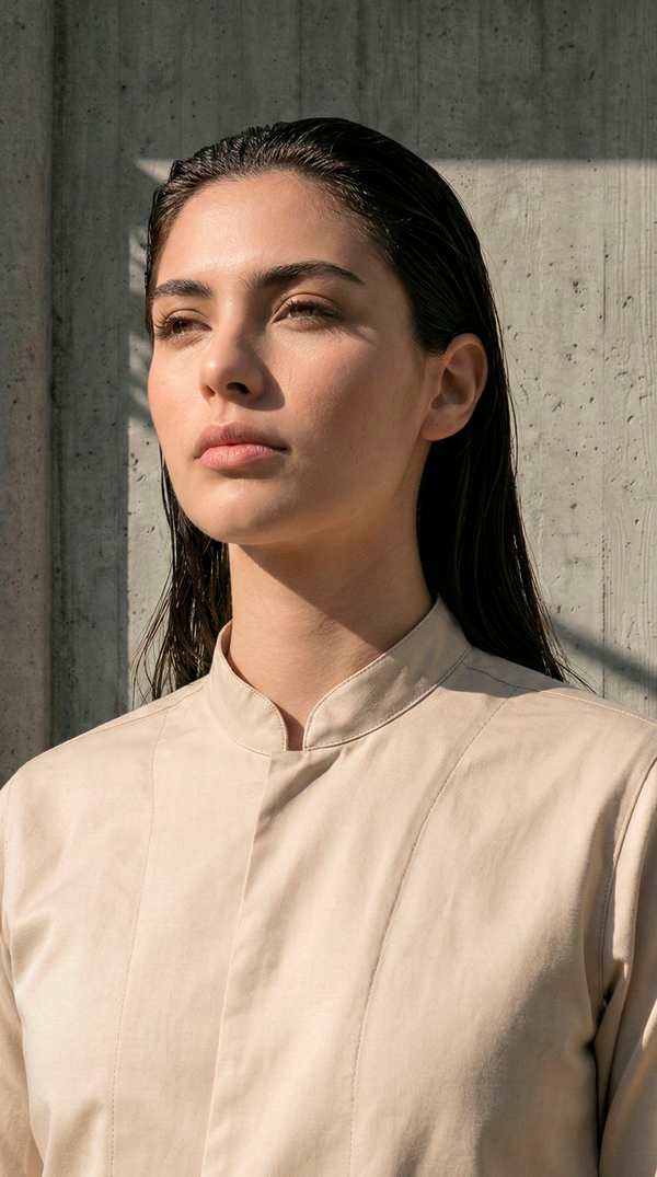 Camisa Chef Gabardina Manga 3/4 Beige | Concrete Kitchen