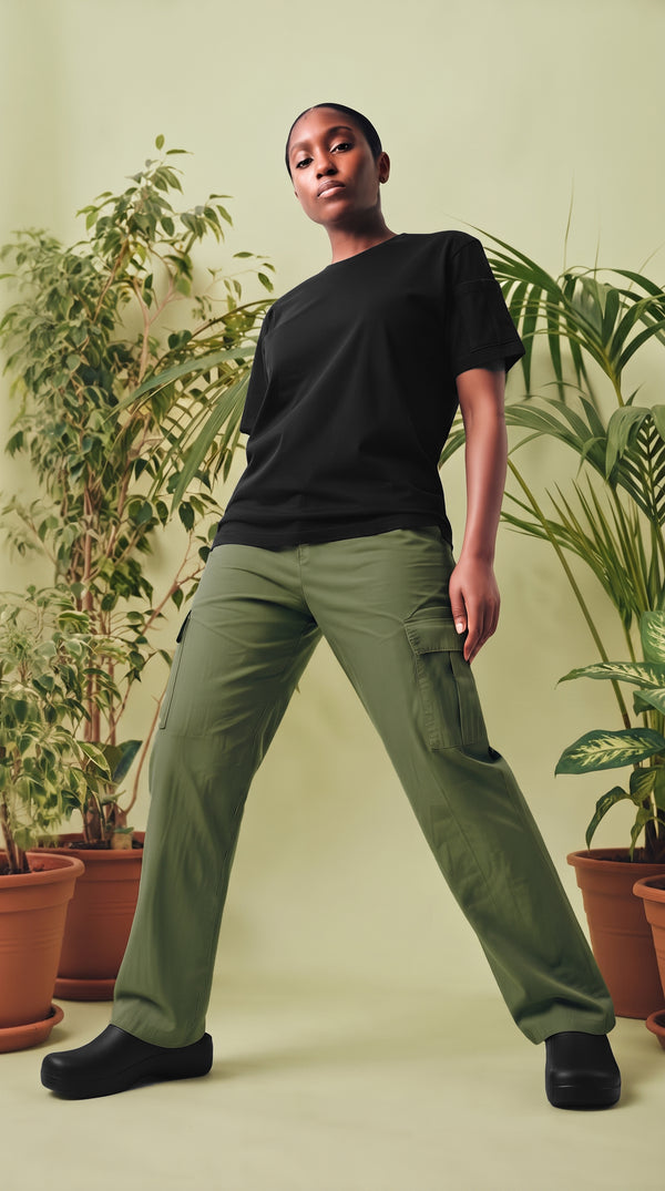 Pantalón Cargo Dril Bota Recta Unisex Verde Oliva | Jungle to Street