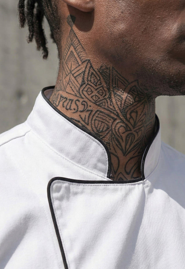 Chaqueta Chef Manga 3/4 en Gabardina Blanca - Hombre 200