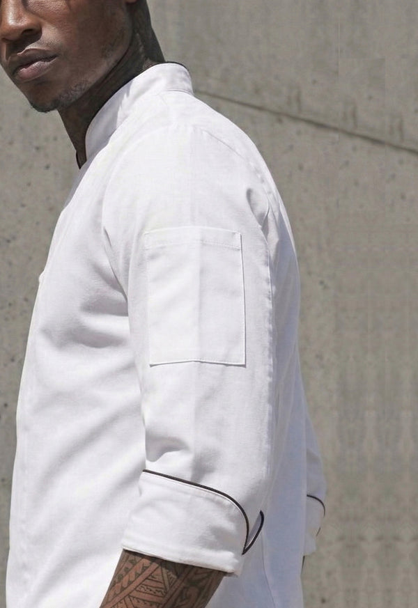 Chaqueta Chef Manga 3/4 en Gabardina Blanca - Hombre 200
