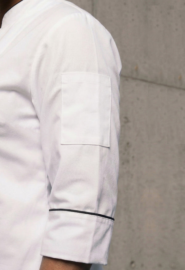 Chaqueta Chef Manga 3/4 en Gabardina Blanca - Dama 200