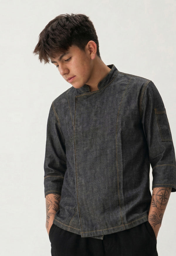 Chaqueta Chef Manga 3/4 en Gabardina Jean - Unisex 200