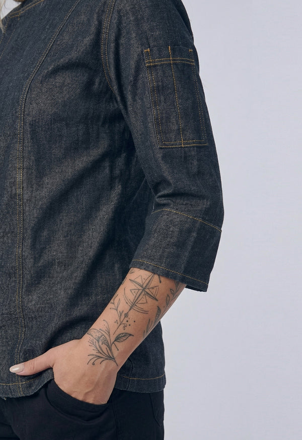 Chaqueta Chef Manga 3/4 en Gabardina Jean - Unisex 200