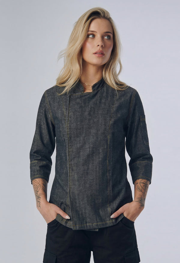Chaqueta Chef Manga 3/4 en Gabardina Jean - Unisex 200