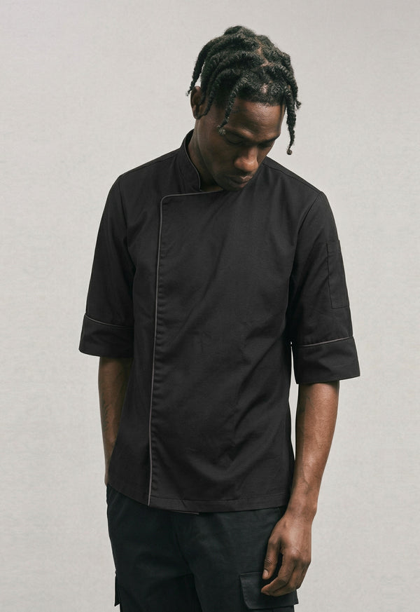 Chaqueta Chef Manga 3/4 en Gabardina Negra - Hombre 200