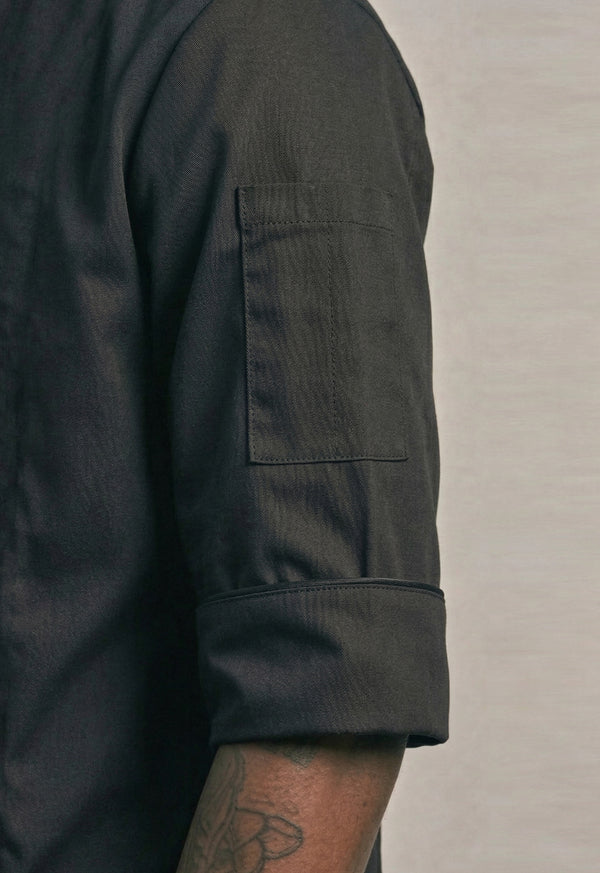 Chaqueta Chef Manga 3/4 en Gabardina Negra - Dama 200