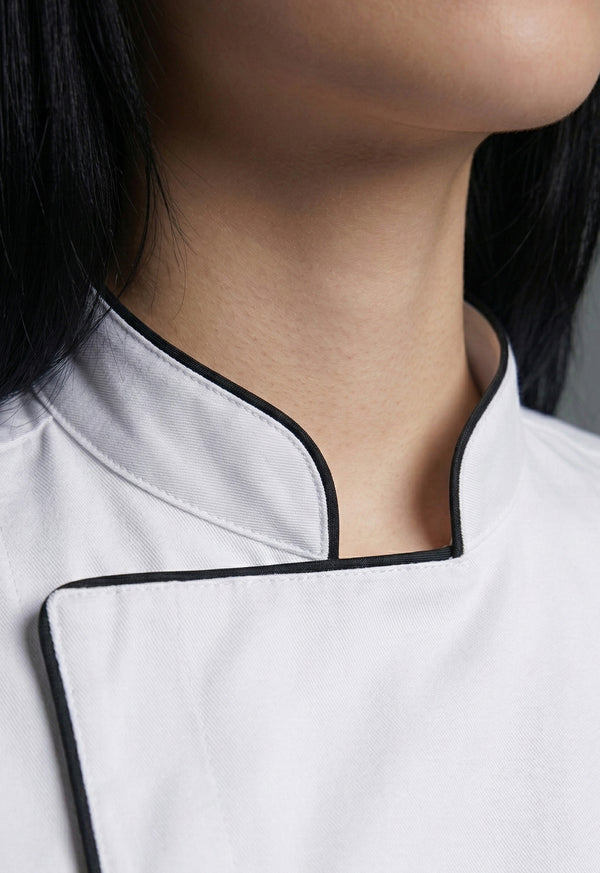 Chaqueta Chef Manga Corta en Gabardina Blanco - Dama 203