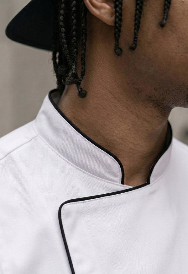 Chaqueta Chef Manga Corta en Gabardina Blanco - Hombre 203