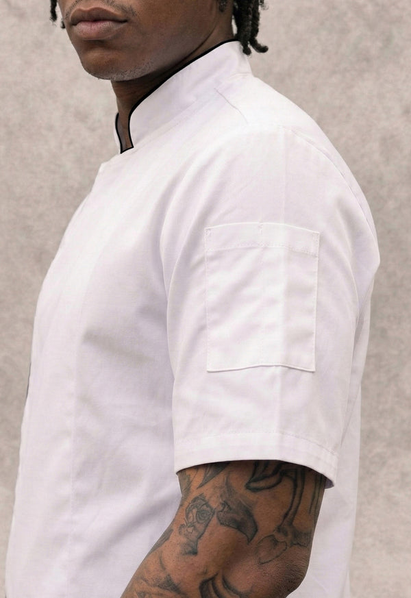 Chaqueta Chef Manga Corta en Gabardina Blanco - Hombre 203
