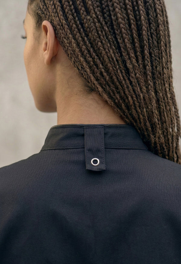 Chaqueta Chef Manga Corta en Gabardina Negra - Dama 203
