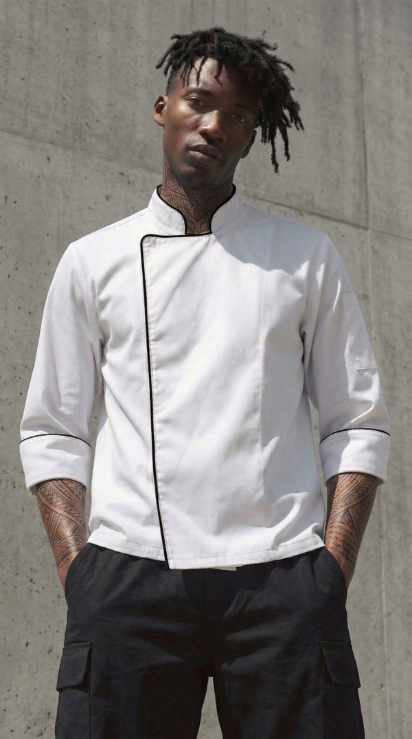 Chaqueta Chef Gabardina Manga 3/4 Blanca Hombre