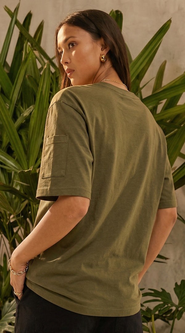 Camiseta T-Shirt Sin Estampado Verde Oliva | Jungle to Street