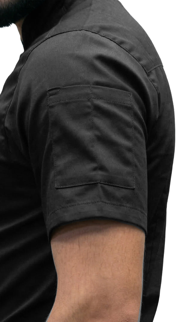 Camisa Chef Gabardina Manga Corta Negra | Monochrom