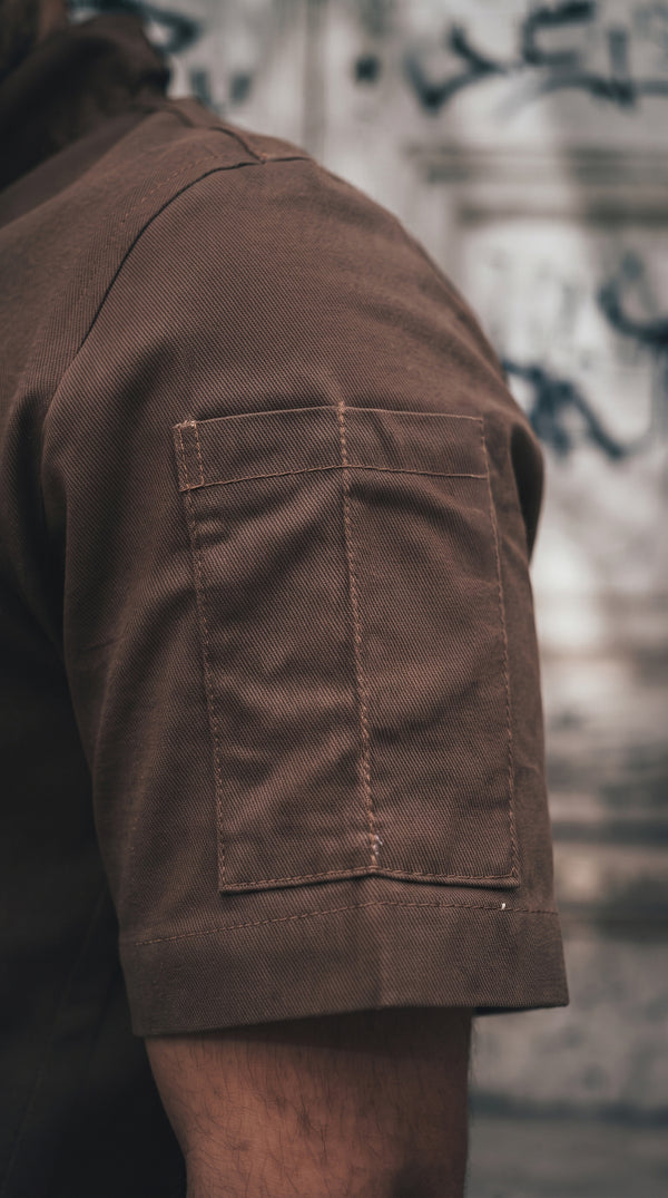 Chaqueta Chef Gabardina Unisex Manga Corta Café | Concrete Kitchen