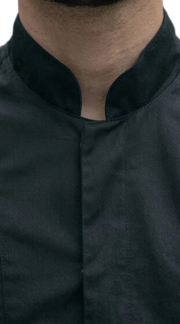 Camisa Chef Gabardina Manga Corta Negra | Monochrom