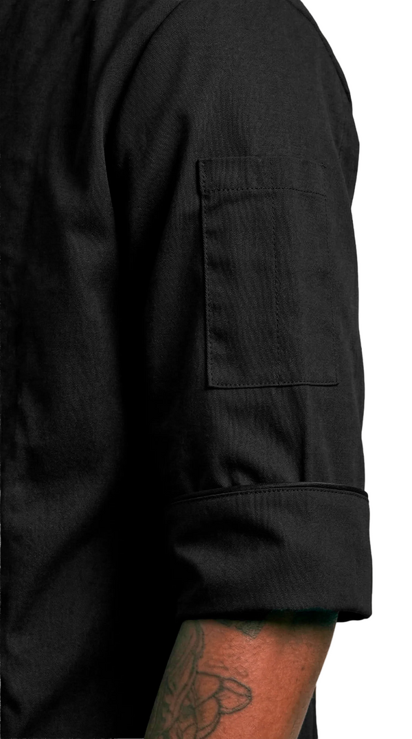 Chaqueta Chef Gabardina Manga 3/4 Negra Hombre | Monochrom