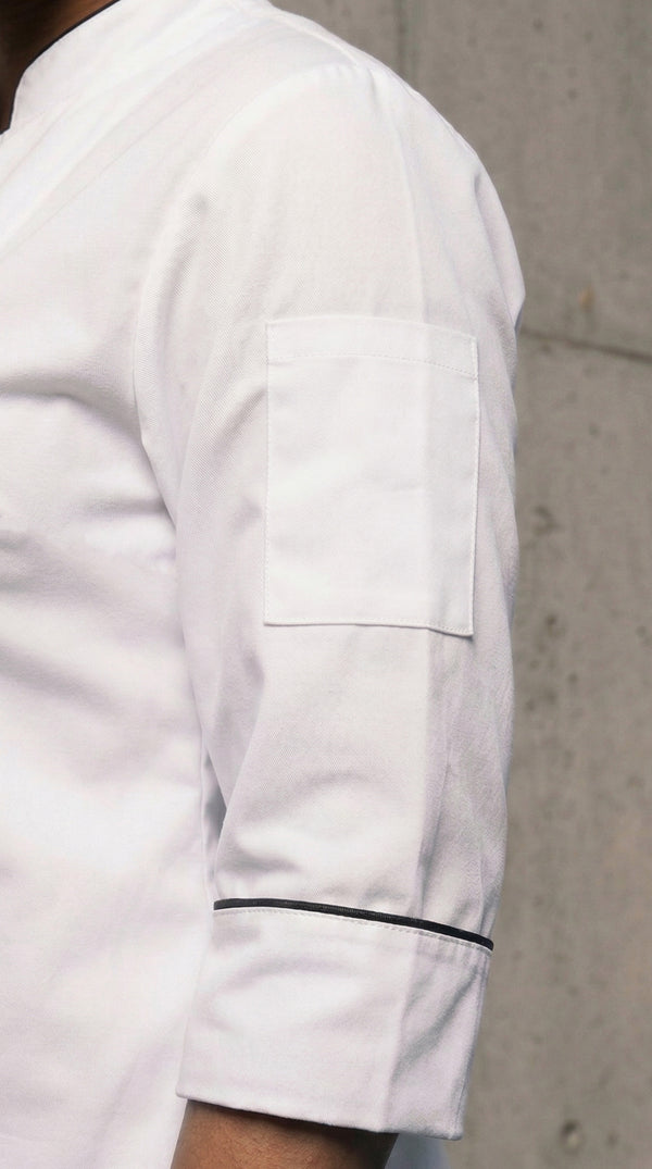 Chaqueta Chef Gabardina Manga 3/4 Blanca Mujer | Monochrom