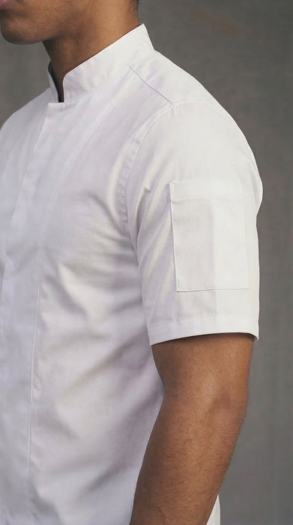 Camisa Chef Gabardina Manga Corta Blanca