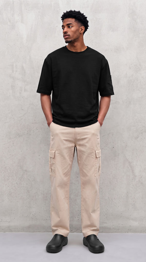 Pantalón Cargo Dril Bota Recta Unisex Beige | Concrete Kitchen
