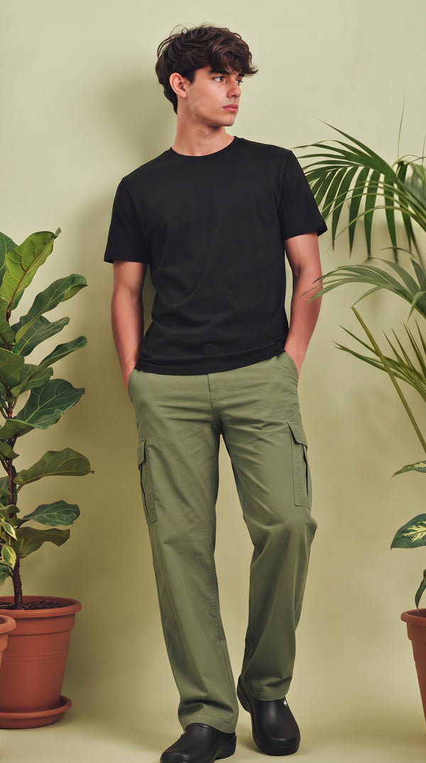Pantalón Cargo Dril Bota Recta Unisex Verde Oliva | Jungle to Street