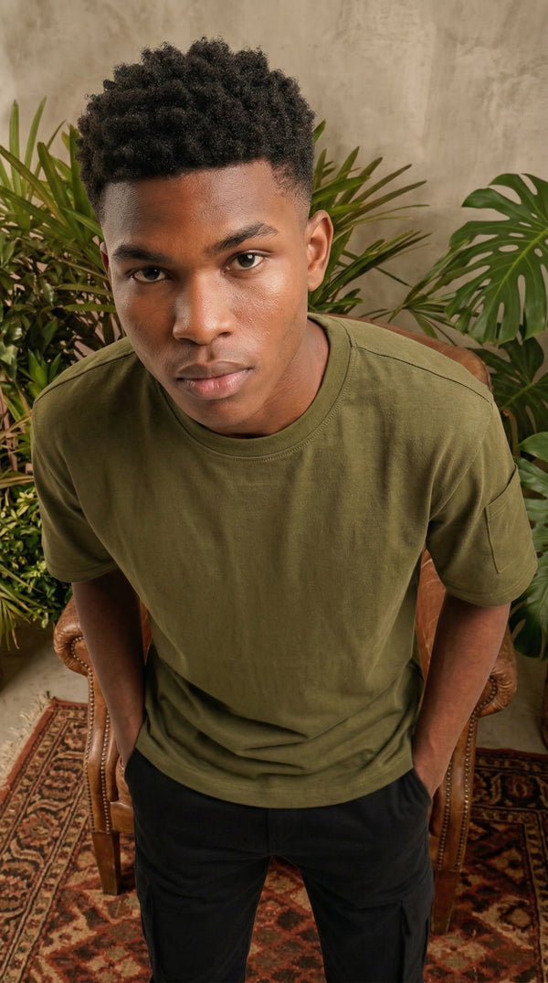Camiseta T-Shirt Sin Estampado Verde Oliva | Jungle to Street