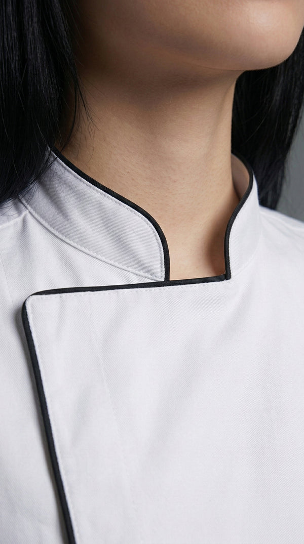 Chaqueta Chef Gabardina Manga Corta Blanca Mujer