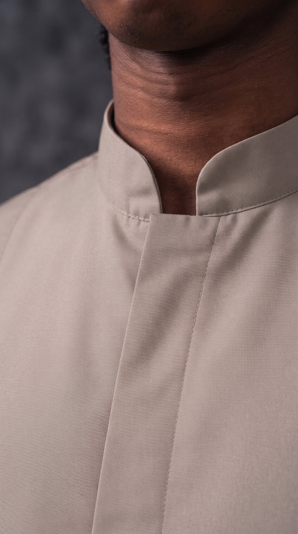 Camisa Chef Gabardina Manga Corta Beige
