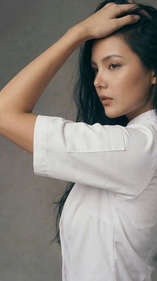 Camisa Chef Gabardina Manga Corta Blanca