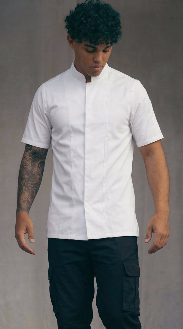 Camisa Chef Gabardina Manga Corta Blanca
