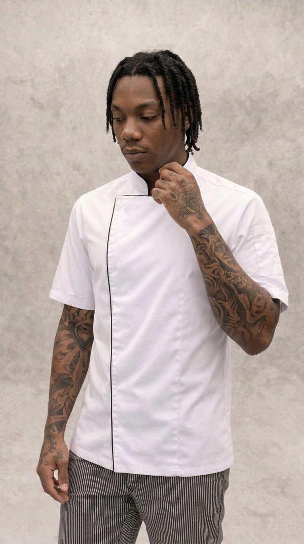 Chaqueta Chef Gabardina Manga Corta Blanca Hombre