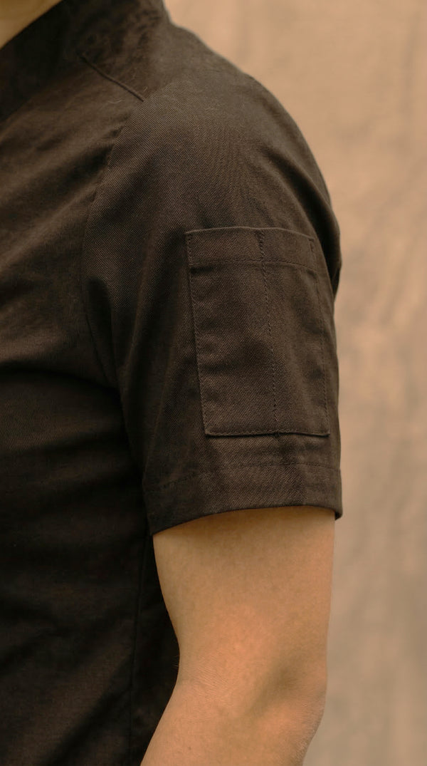 Camisa Chef Gabardina Manga Corta Negra