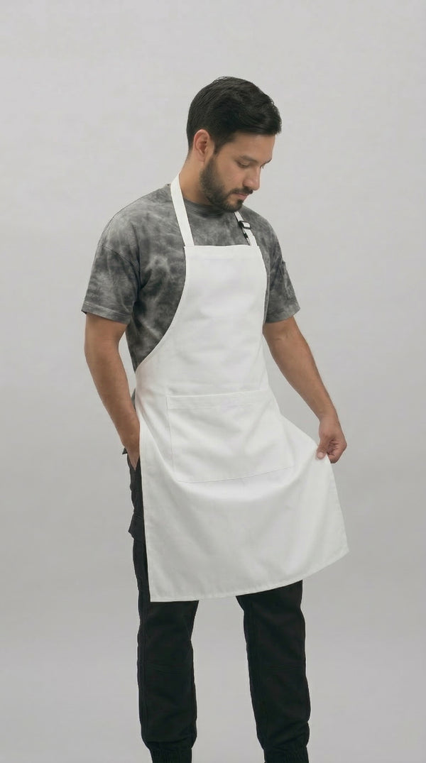 Delantal Peto en Dril Blanco | Monochrom