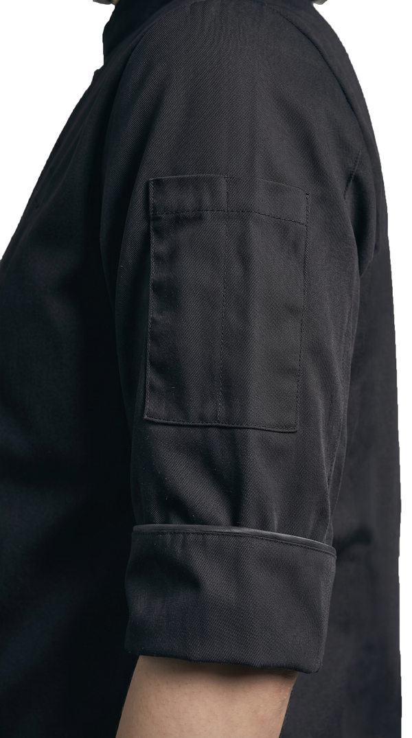 Chaqueta Chef Gabardina Manga 3/4 Negra Mujer | Monochrom