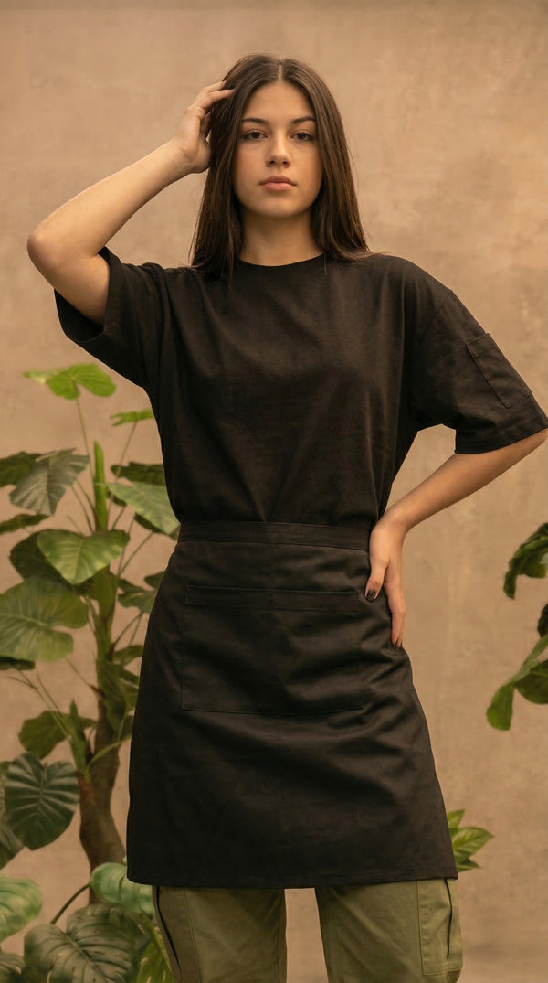 Delantal Media Cintura Dril Negro | Jungle to Street