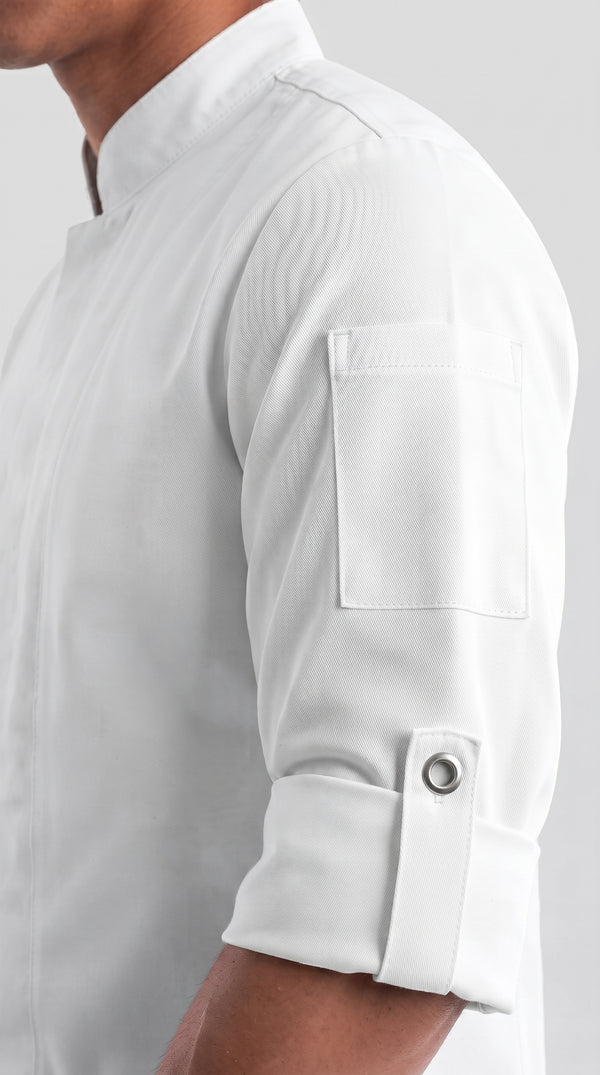 Camisa Chef Gabardina Manga 3/4 Blanca | Monochrom