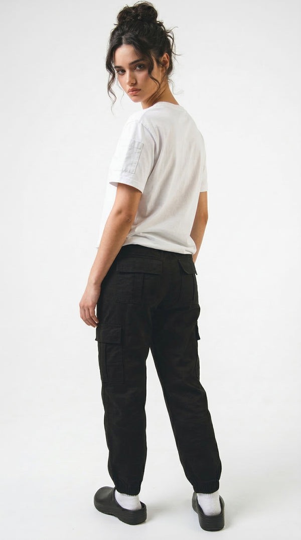 Pantalón Cargo Dril Jogger Unisex Negro