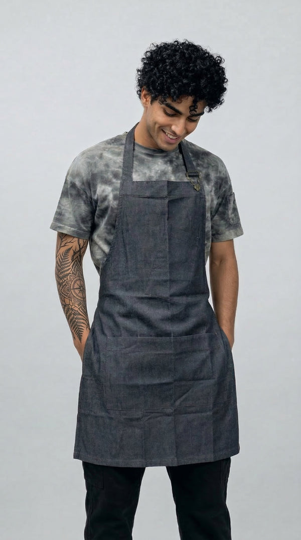 Delantal Peto en Jean/Gris Oscuro
