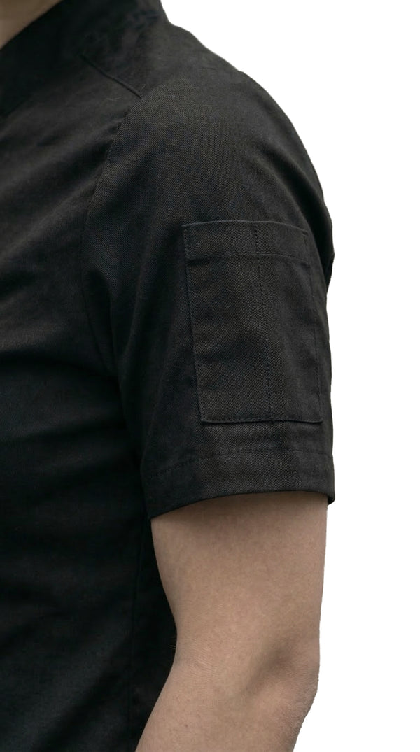 Camisa Chef Gabardina Manga Corta Negra | Monochrom