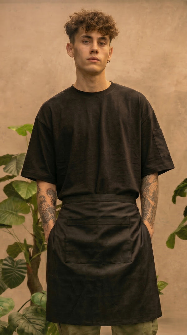 Delantal Media Cintura Dril Negro | Jungle to Street