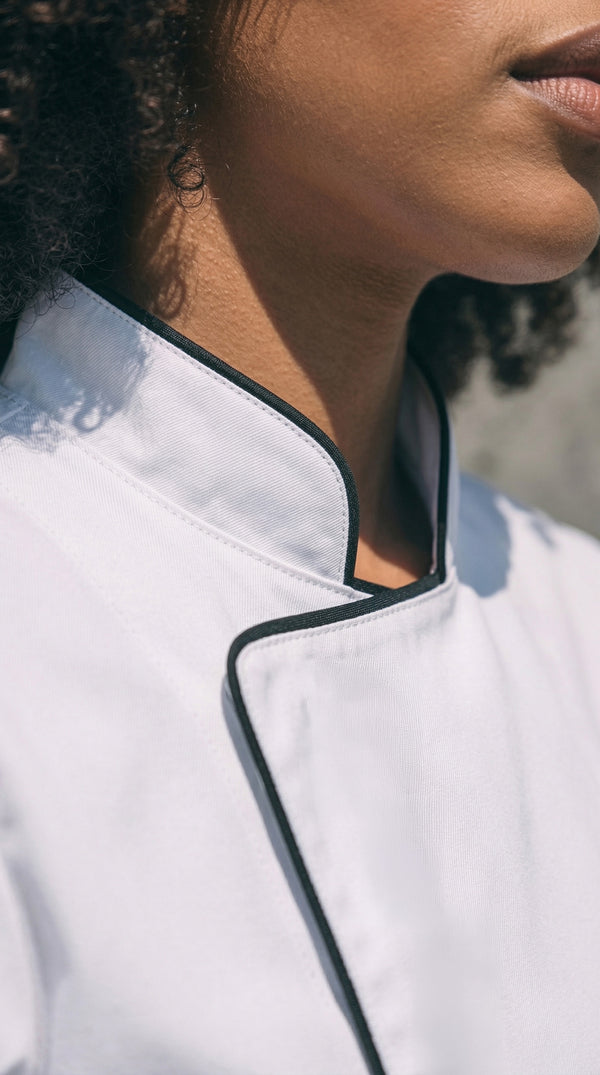 Chaqueta Chef Gabardina Manga 3/4 Blanca Mujer | Monochrom