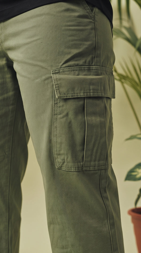 Pantalón Cargo Dril Bota Recta Unisex Verde Oliva | Jungle to Street