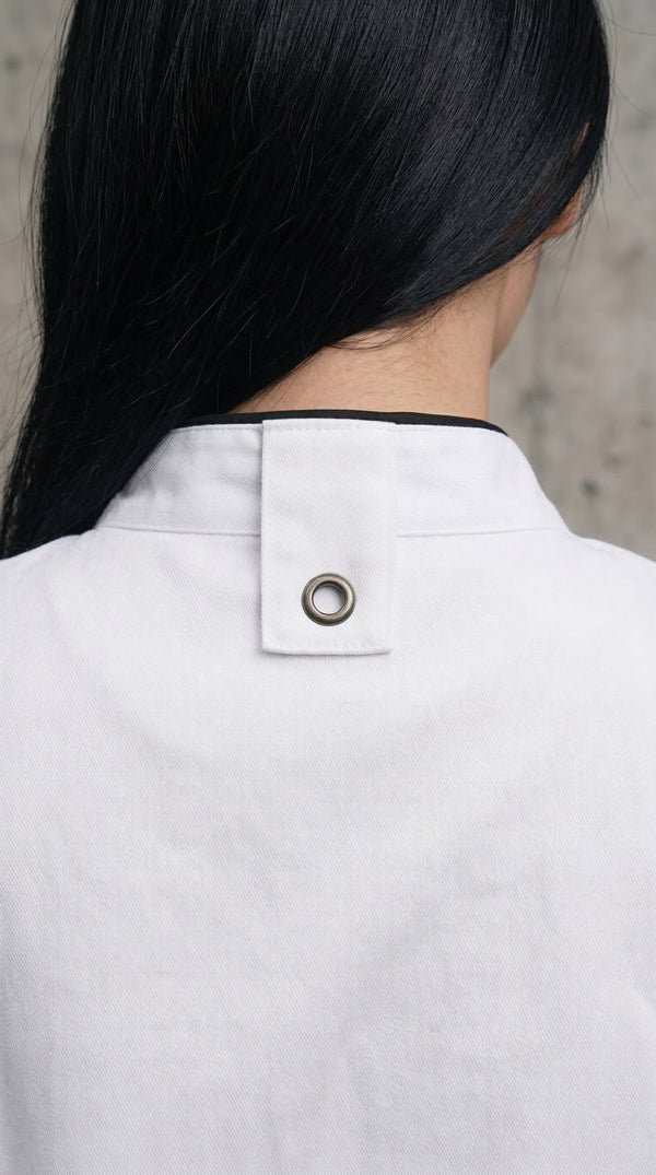 Chaqueta Chef Gabardina Manga Corta Blanca Mujer