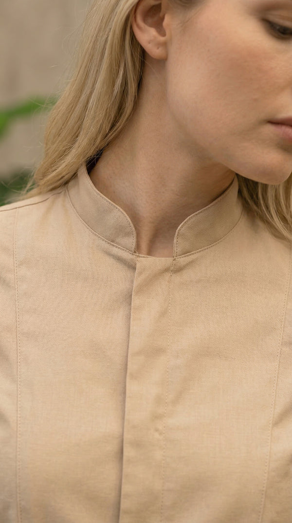 Camisa Chef Gabardina Manga Corta Beige | Jungle to Street