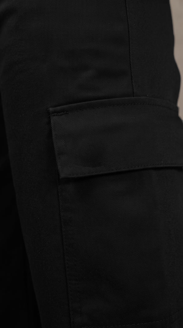 Pantalón Cargo Dril Bota Recta Unisex Negro | Jungle to Street