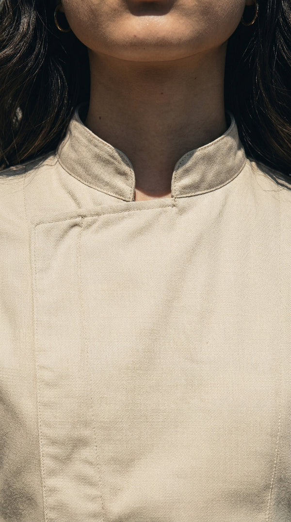 Chaqueta Chef Gabardina Unisex Manga 3/4 Beige