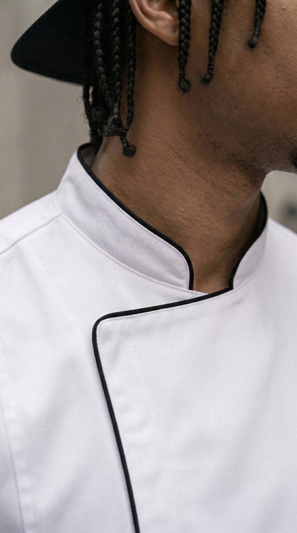 Chaqueta Chef Gabardina Manga Corta Blanca Hombre