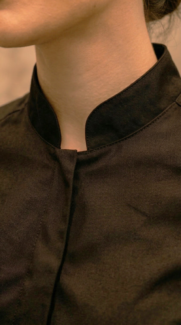 Camisa Chef Gabardina Manga Corta Negra
