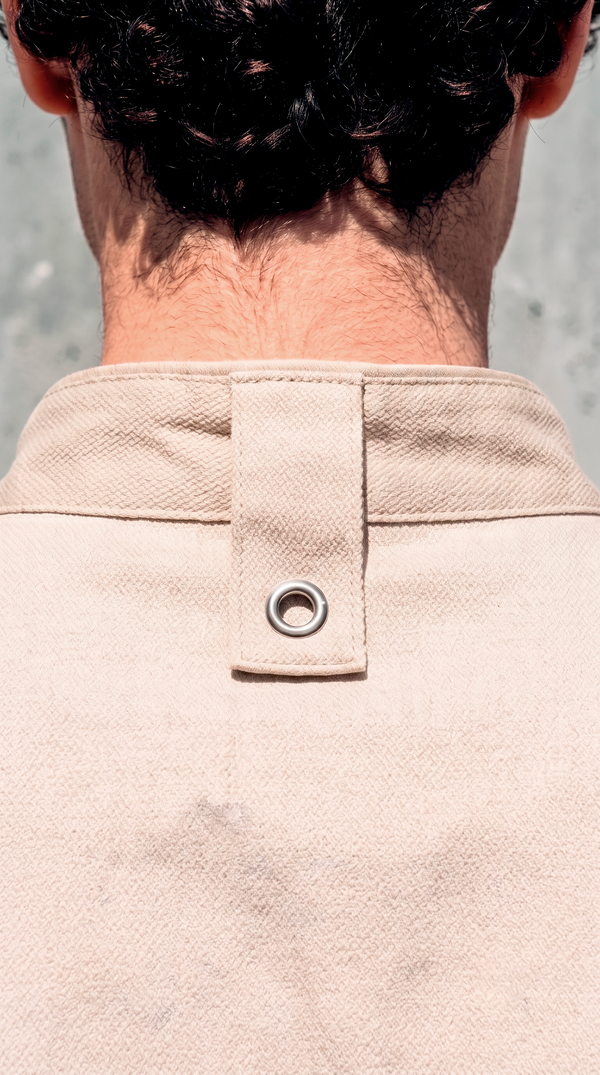 Chaqueta Chef Gabardina Unisex Manga Corta Beige | Concrete Kitchen
