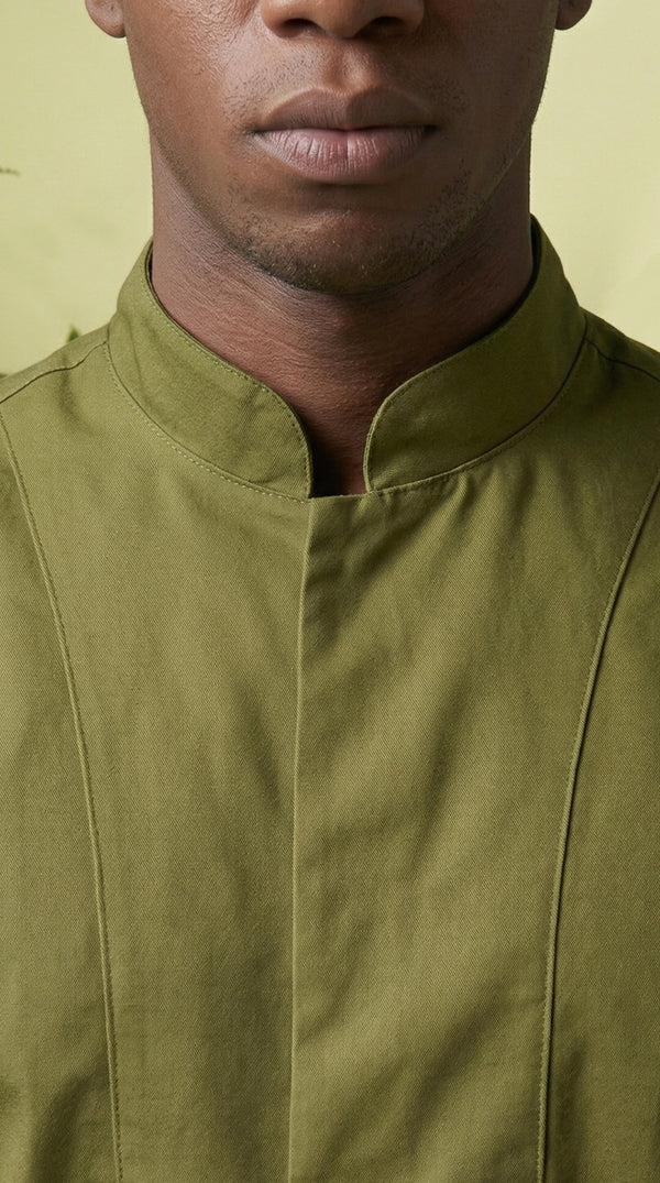 Camisa Chef Gabardina Manga 3/4 Verde Oliva