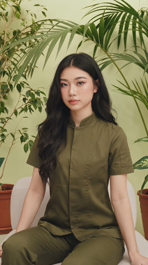 Camisa Chef Gabardina Manga Corta Verde Oliva | Jungle to Street (Copia)